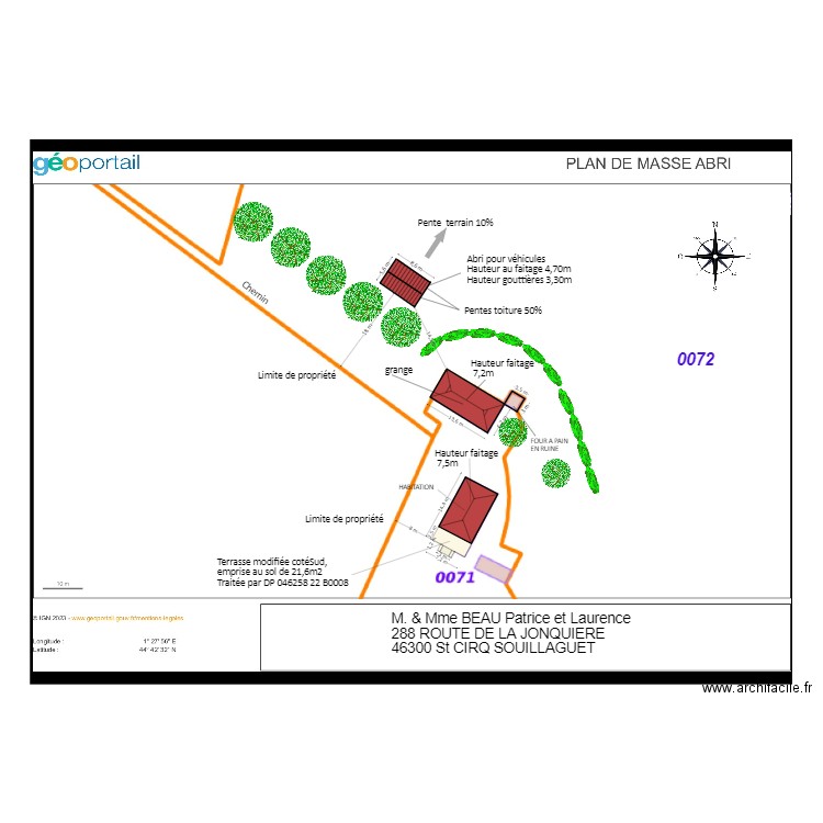 PLAN DE MASSE AVEC ABRI VEHICULES. Plan de 0 pièce et 0 m2