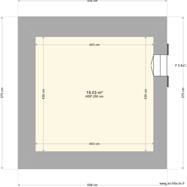 Rumeau. Plan de 1 pièce et 19 m2