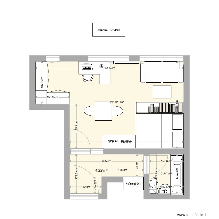 studio. Plan de 0 pièce et 0 m2