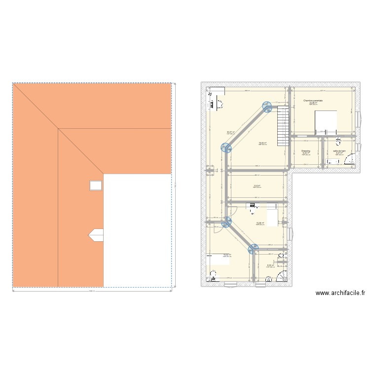 étage chambres fenêtre aligné . Plan de 0 pièce et 0 m2