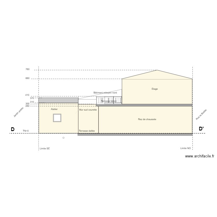 plan en coupe actuel. Plan de 0 pièce et 0 m2