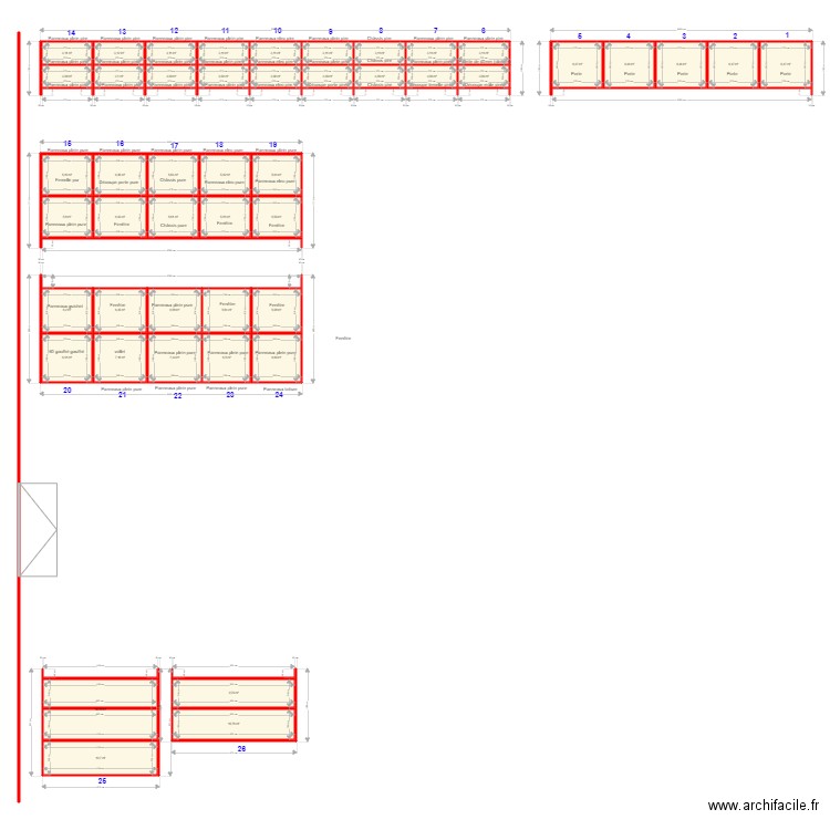 Rangement rack. Plan de 47 pièces et 263 m2