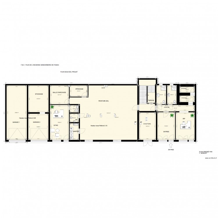 SOUS SOL GENDARMERIE FIGEAC PROJET. Plan de 0 pièce et 0 m2