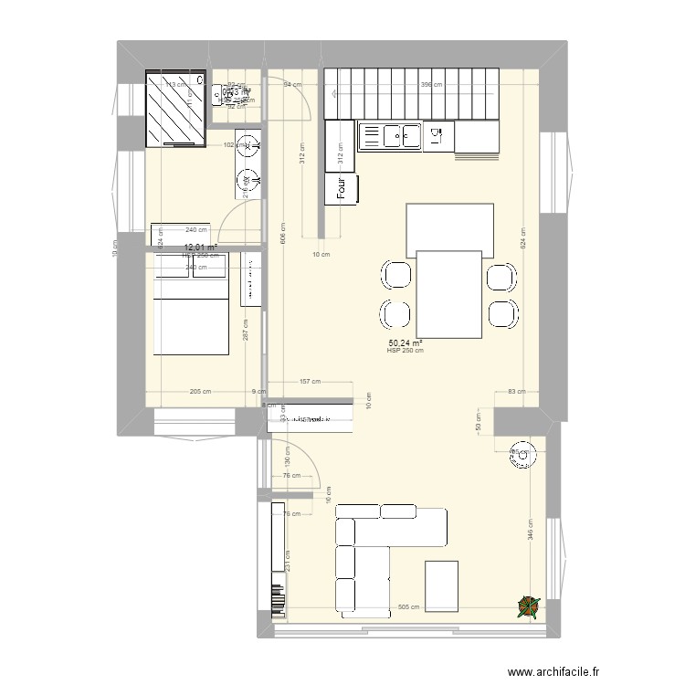 RDC Project GOFFIC sans jardin. Plan de 3 pièces et 63 m2