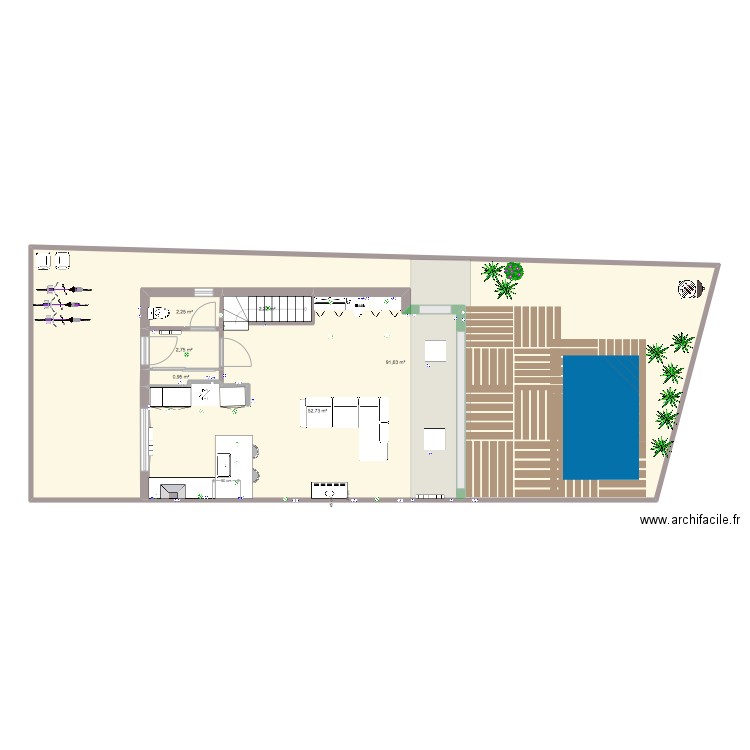 JdA terrain et piscine et intérieur elles ELECTRICITE. Plan de 6 pièces et 153 m2