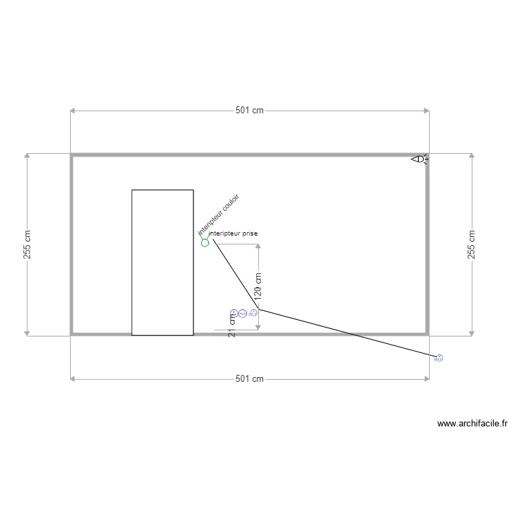 MUR ETAGE COULOIR. Plan de 