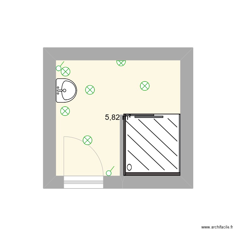 dale. Plan de 1 pièce et 6 m2