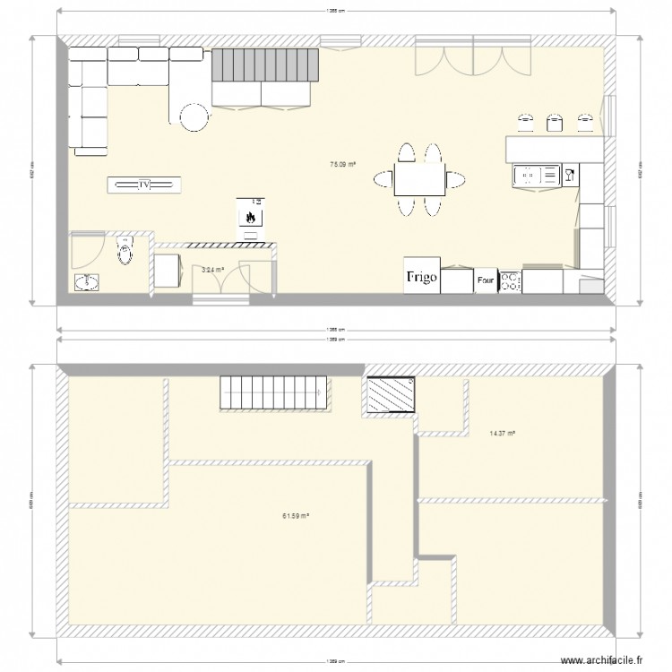 escisse maison avec un etage. Plan de 0 pièce et 0 m2