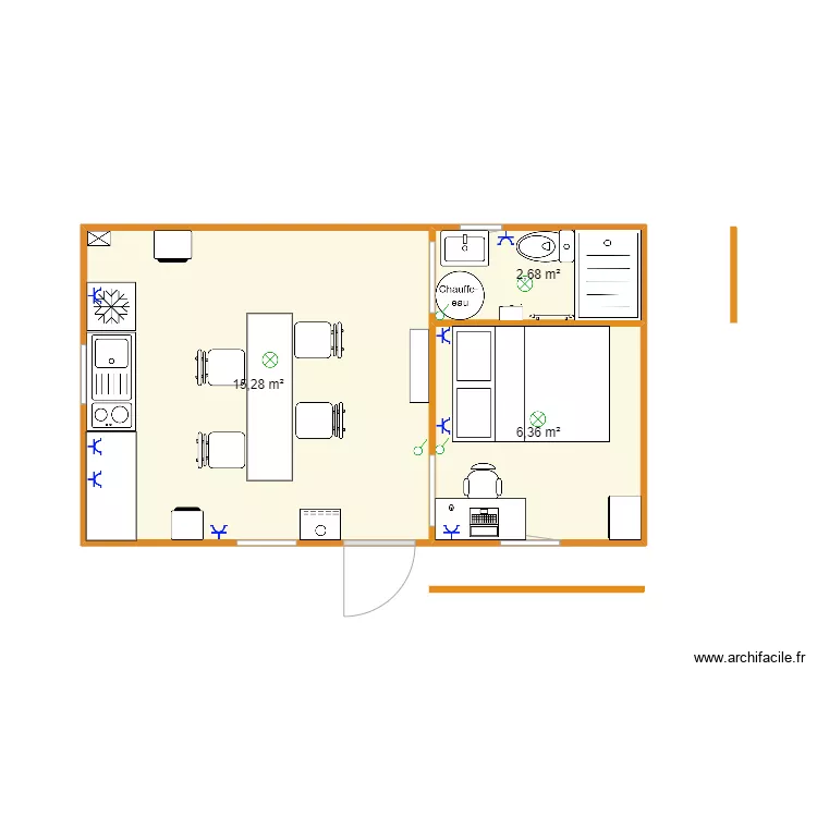 Chalet 25m2. Plan de 