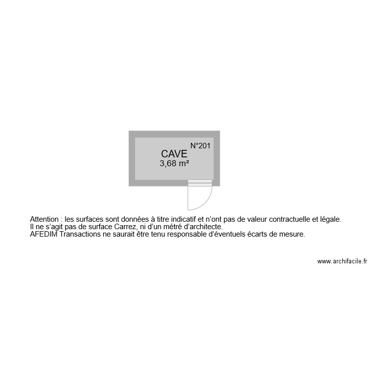 BI 7989 CAVE . Plan de 1 pièce et 4 m2