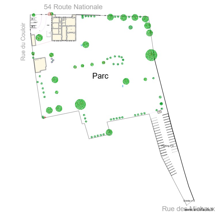 plan général avec accès mobilité. Plan de 22 pièces et 525 m2