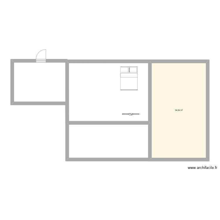 TEST 1. Plan de 1 pièce et 34 m2