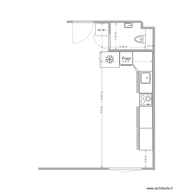 Cuisine toilette visiteur 2. Plan de 