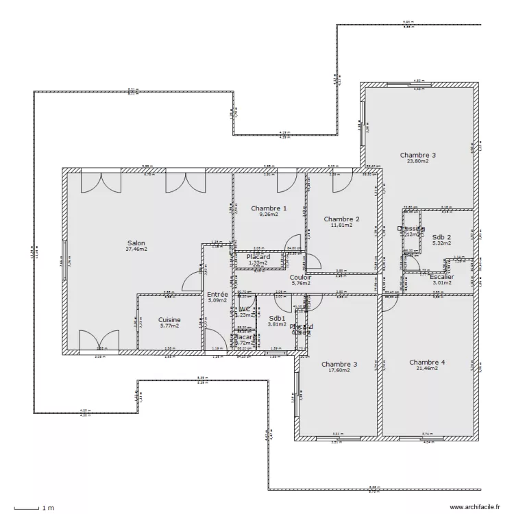 Ranch 243 apres travaux. Plan de 