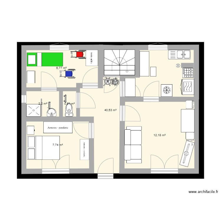 maison a la base avant travaux. Plan de 6 pièces et 88 m2