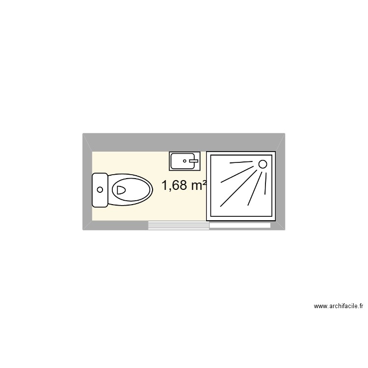 PETITE SALLE DE BAIN : 2,30 X 0;80,,,. Plan de 1 pièce et 2 m2