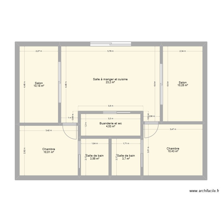 maison projet loc. Plan de 8 pièces et 76 m2
