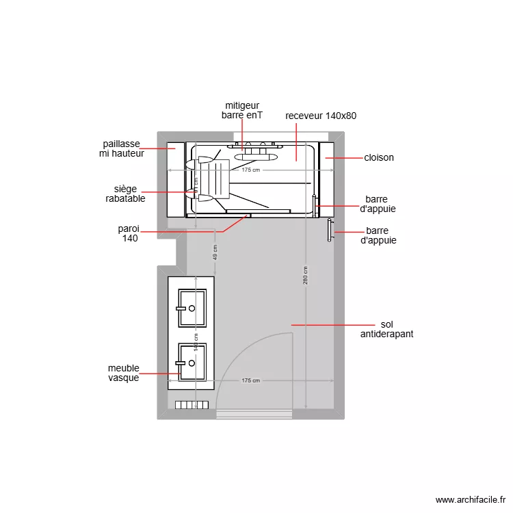 GUENIER. Plan de 1  et 5 m²