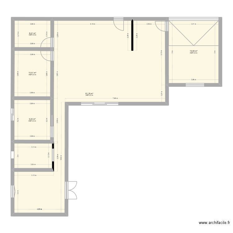 Maison T3. Plan de 5 pièces et 128 m2