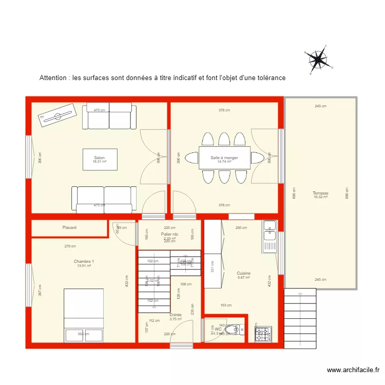 BI 1309 rdc c&ocirc;t&eacute;. Plan de 