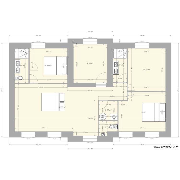 appartement 1 er etage 3. Plan de 9 pièces et 88 m2