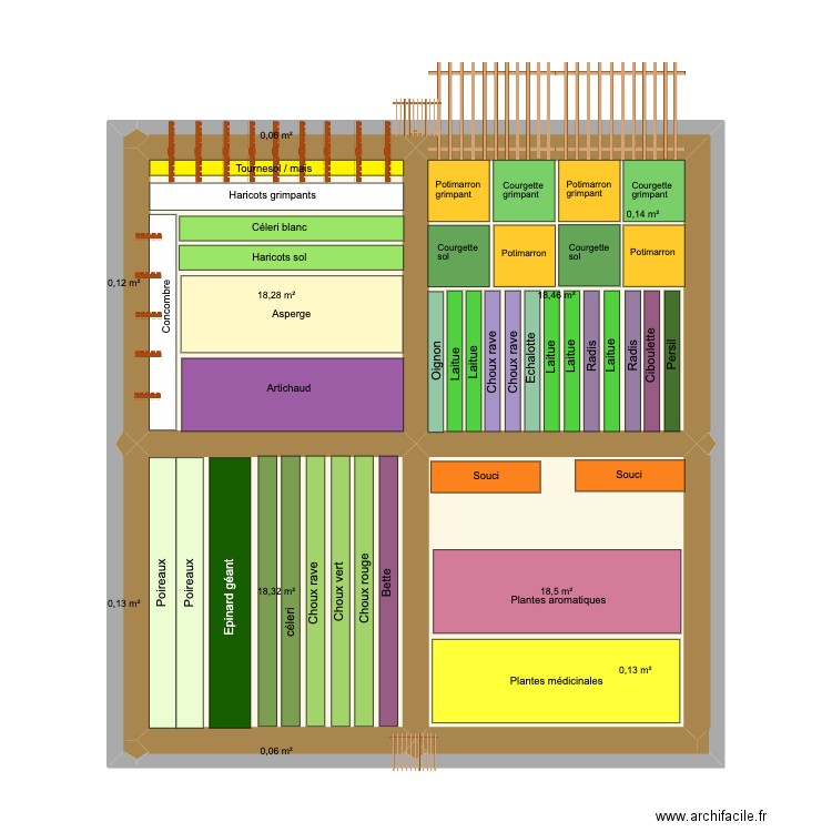 Potager Counet. Plan de 10 pièces et 74 m2