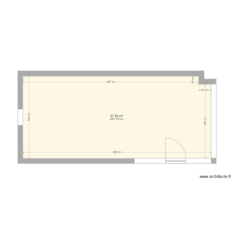 MAGASIN. Plan de 1 pièce et 37 m2