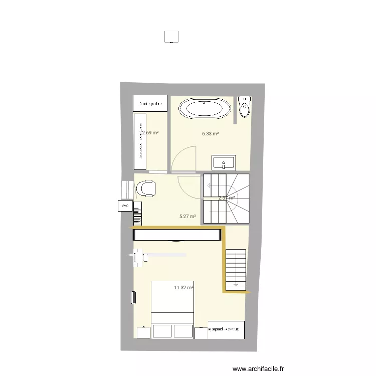 Maison 2e niveau 23000. Plan de 