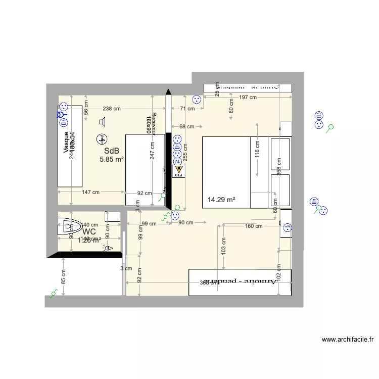 RDC gauche SDB Privative V2. Plan de 