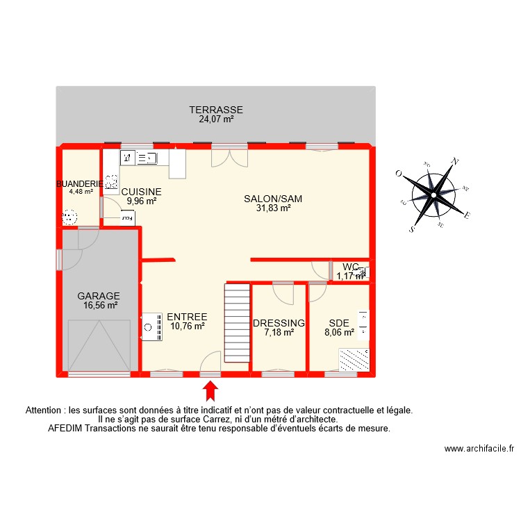 BI 9807 RDC. Plan de 12 pièces et 123 m2