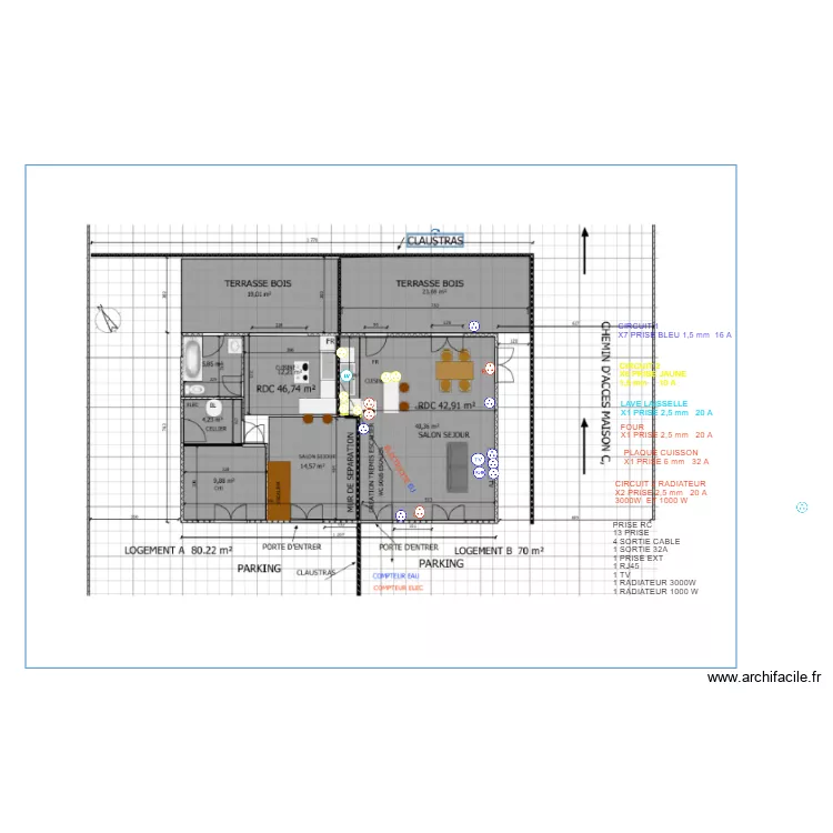 MAISON B   RC PRISE. Plan de 