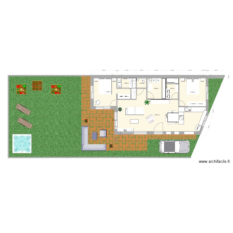 DERVAL VERSION PLEIN PIED. Plan de 0 pièce et 0 m2