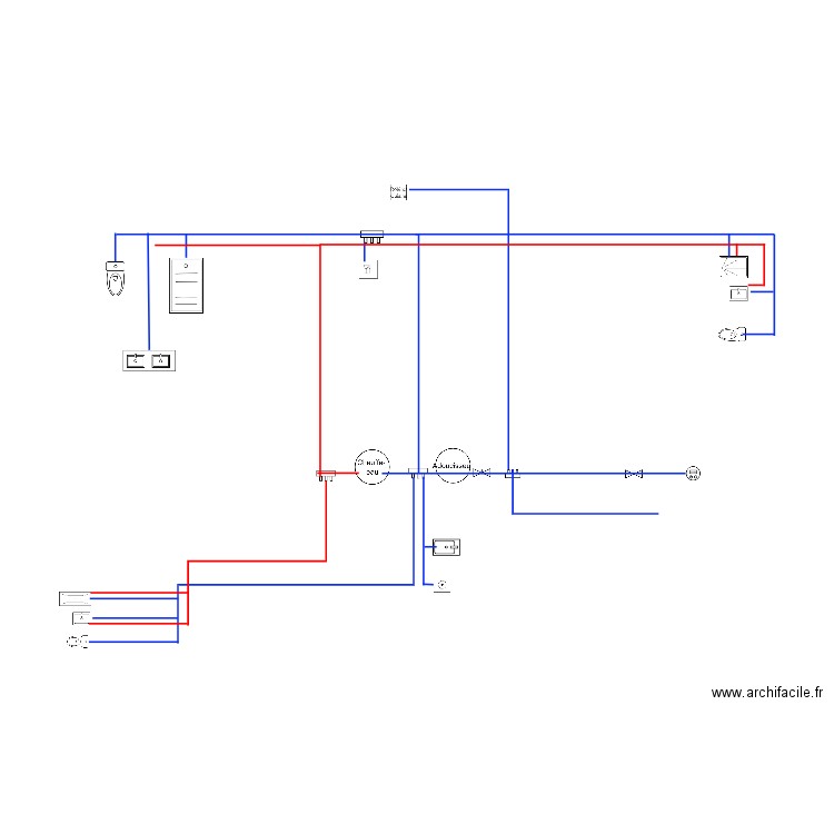 Réseau plomberie. Plan de 0 pièce et 0 m2