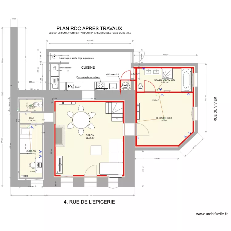 PLAN RDC APRES TX 222. Plan de 