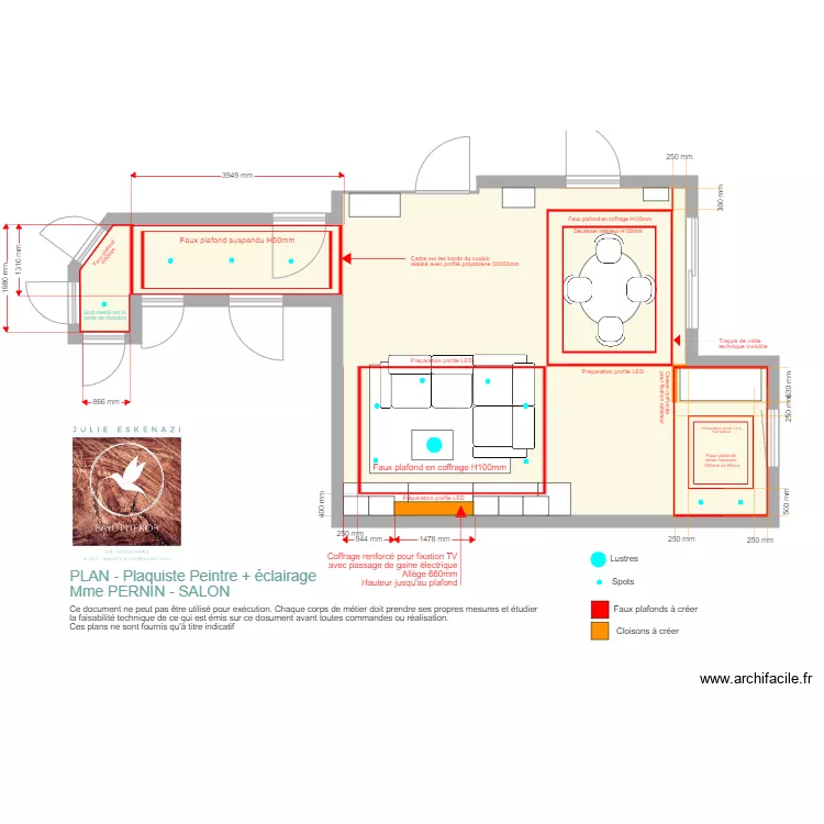 PERNIN PLAN PLAQUISTE et ECLAIRAGES. Plan de 