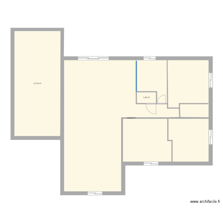 ria 2. Plan de 3 pièces et 136 m2