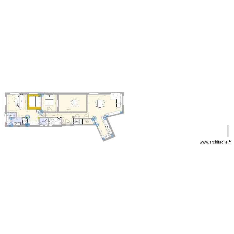 Malaga-2. Plan de 8 pièces et 96 m2