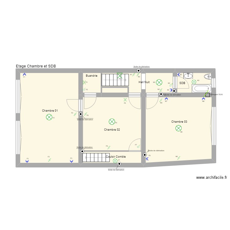 etage00. Plan de 7 pièces et 62 m2