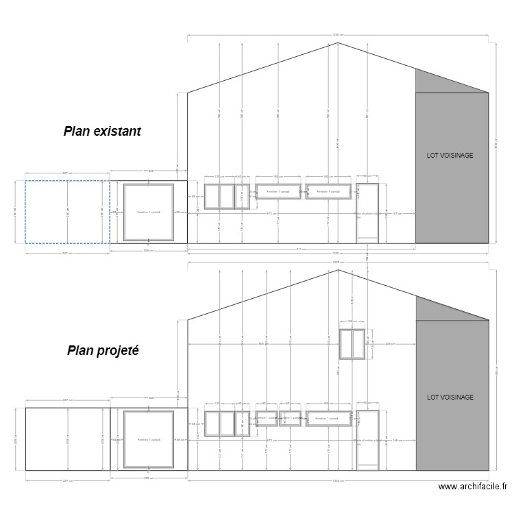 PCMI 5 Plan de façade nord . Plan de 0 pièce et 0 m2