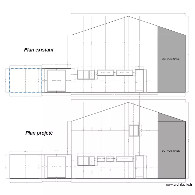 PCMI 5 Plan de fa&ccedil;ade nord . Plan de 
