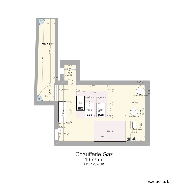 plan tertre chaufferie. Plan de 3 pièces et 98 m2