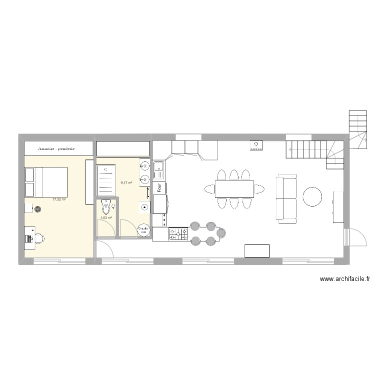 carport maison. Plan de 3 pièces et 28 m2