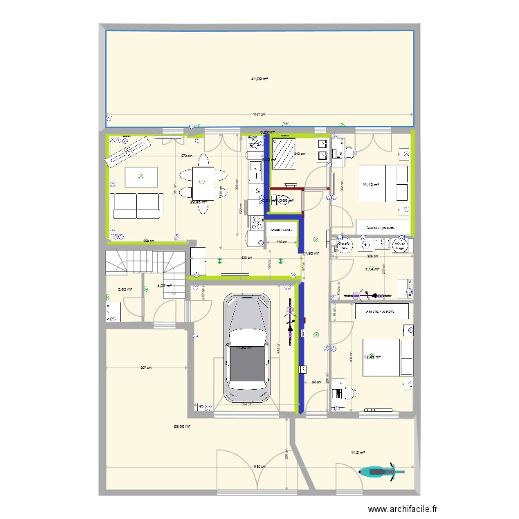 fusain rdc T3 sejour cote cour avril 2021 ITE modif wc porte2. Plan de 0 pièce et 0 m2