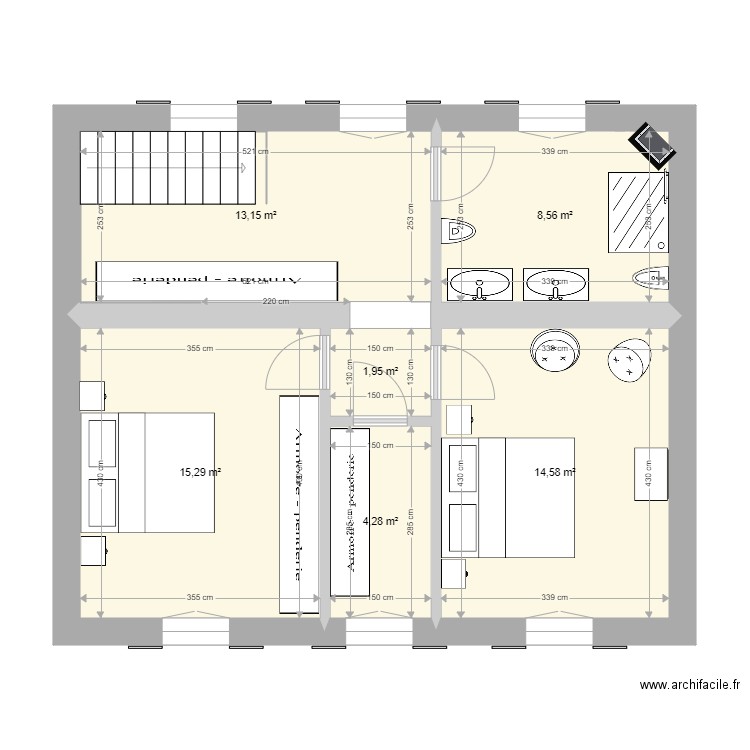 1ère étage chambre adultes 13 avril 2021. Plan de 0 pièce et 0 m2