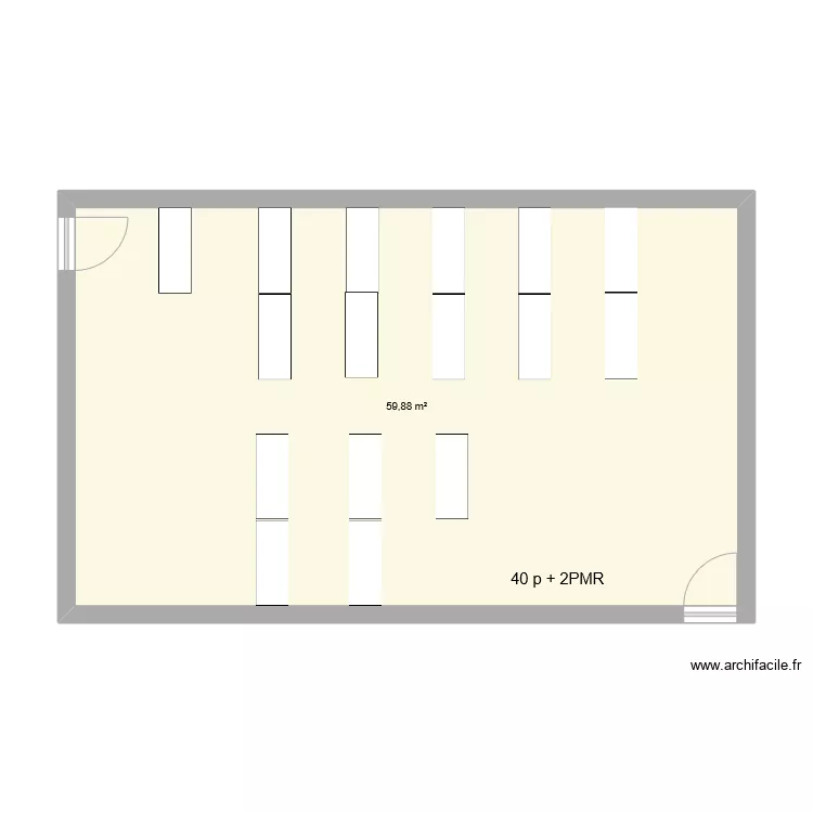 Salles enseignement classique R+2 C209 &agrave; 215 mobilier ECN. Plan de 