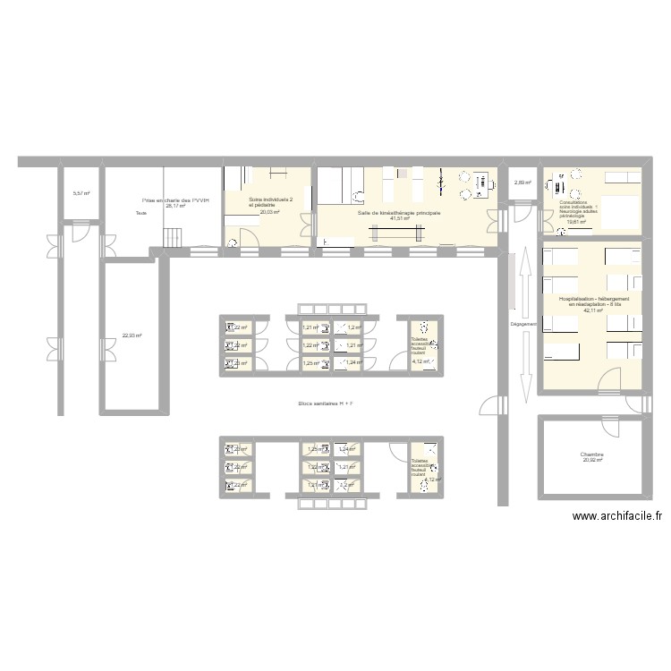 HDS Kiganda -  Bâtiment Service kiné équipé. Plan de 0 pièce et 0 m2