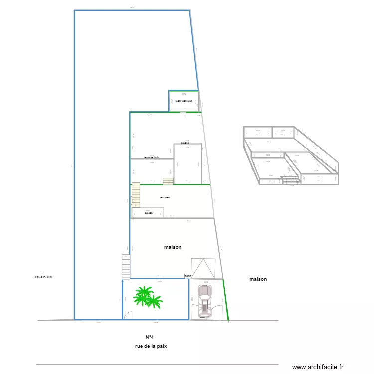 implantation piscine aderiva. Plan de 