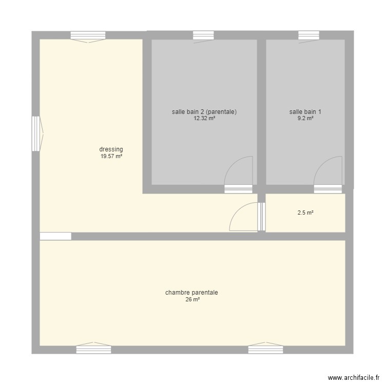 projet parentale. Plan de 5 pièces et 70 m2