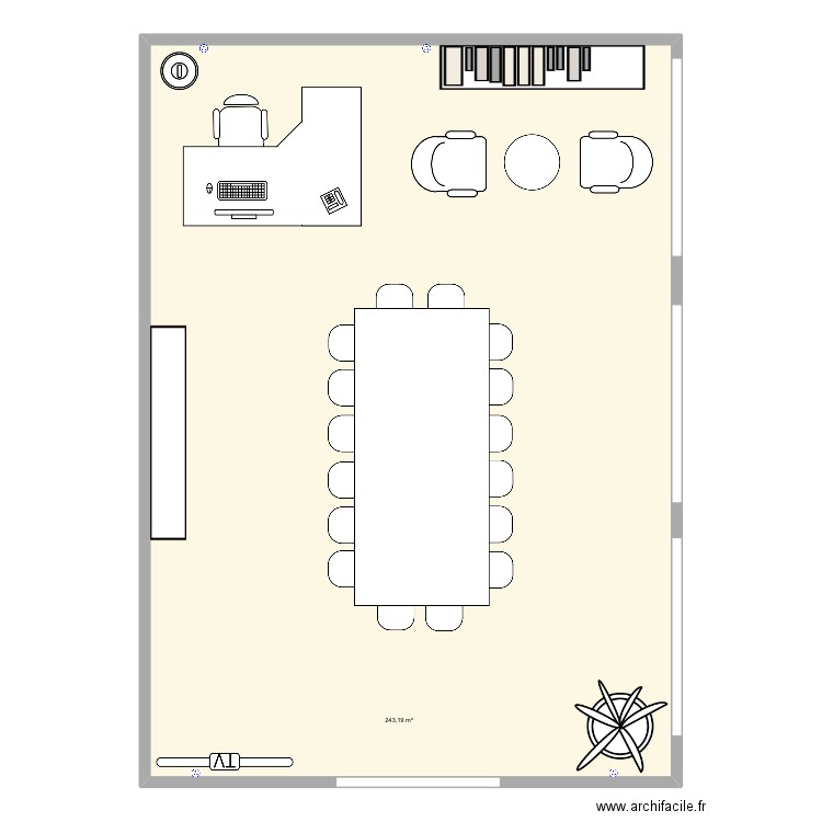 Bureau . Plan de 1 pièce et 243 m2