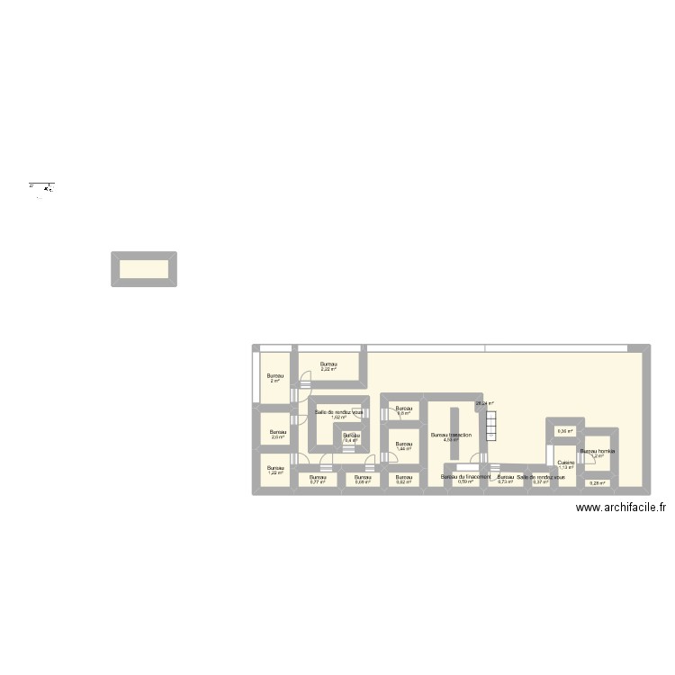 century21. Plan de 20 pièces et 56 m2